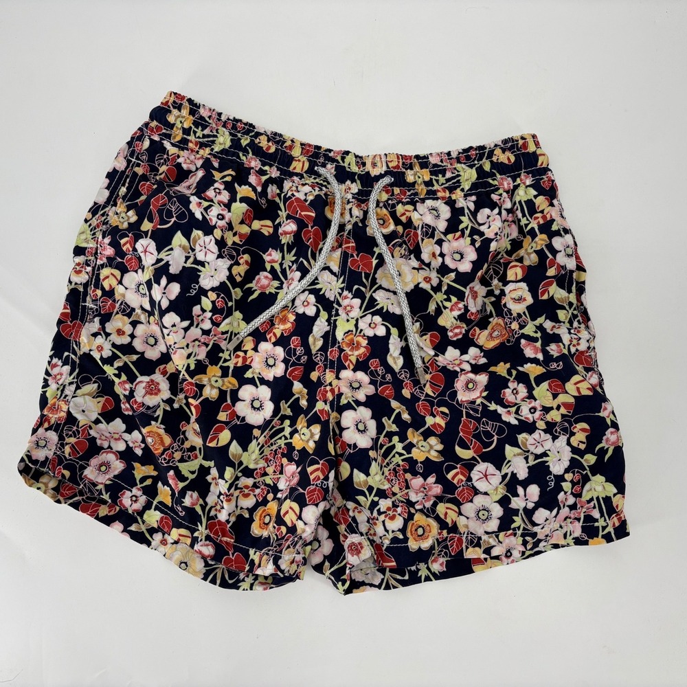 Vilebrequin Swim Trunks Mens L Blue Pink Red Floral Shorts Outdoor Flower